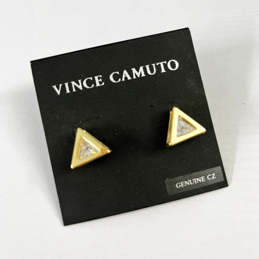 Vince Camuto Cubic Zirconia Triangle Stud Earrings NEW